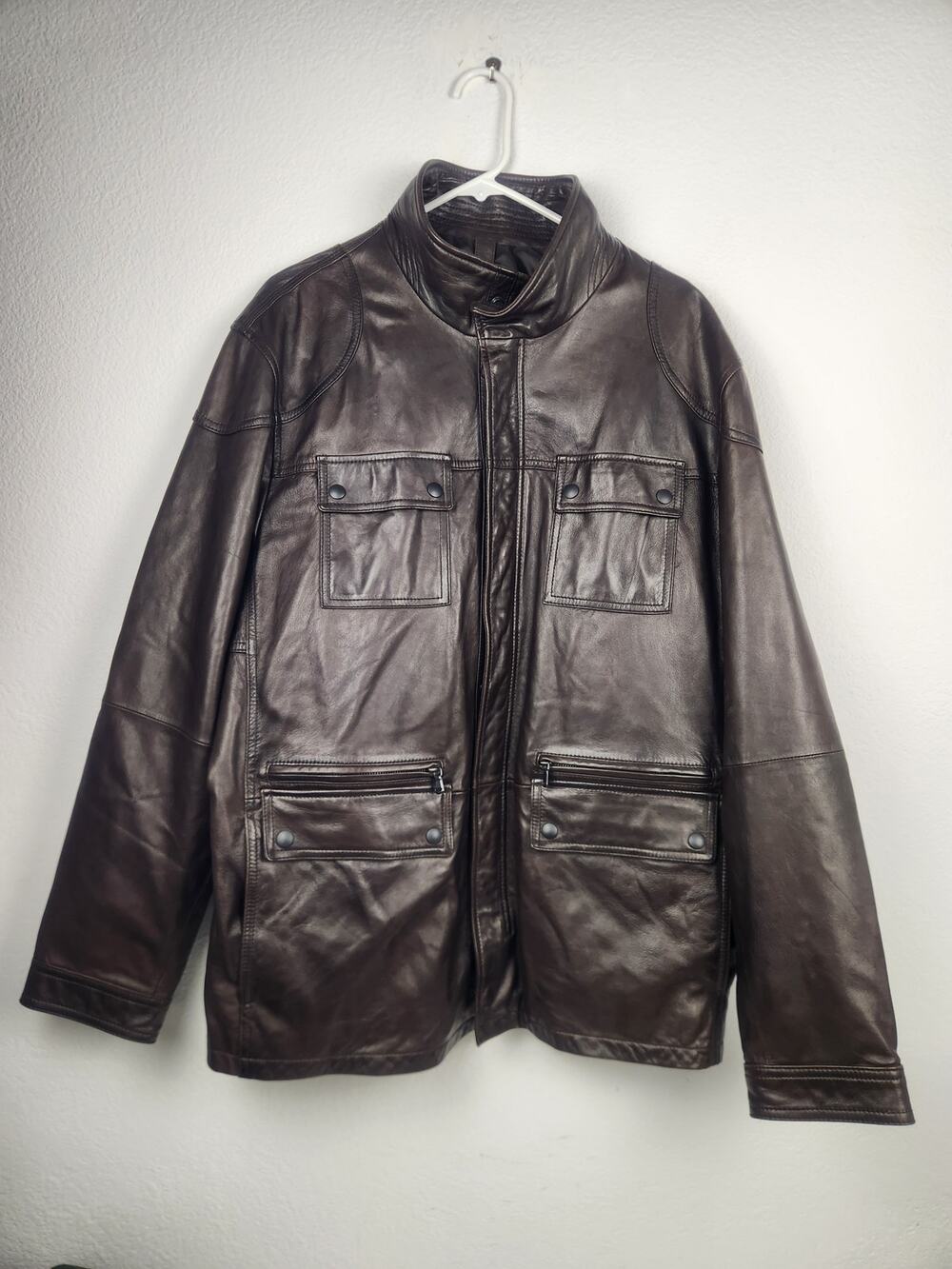 Cremieux Men's Lambskin Leather Jacket Brown Size XL